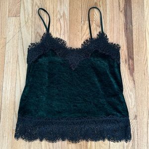 H&M Green Velvet Lace Top